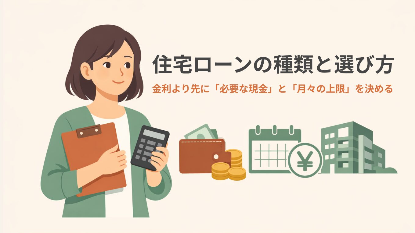 住宅ローンの種類と選び方（2026年版）｜金利より先に「必要な現金」と「月々の上限」を決める